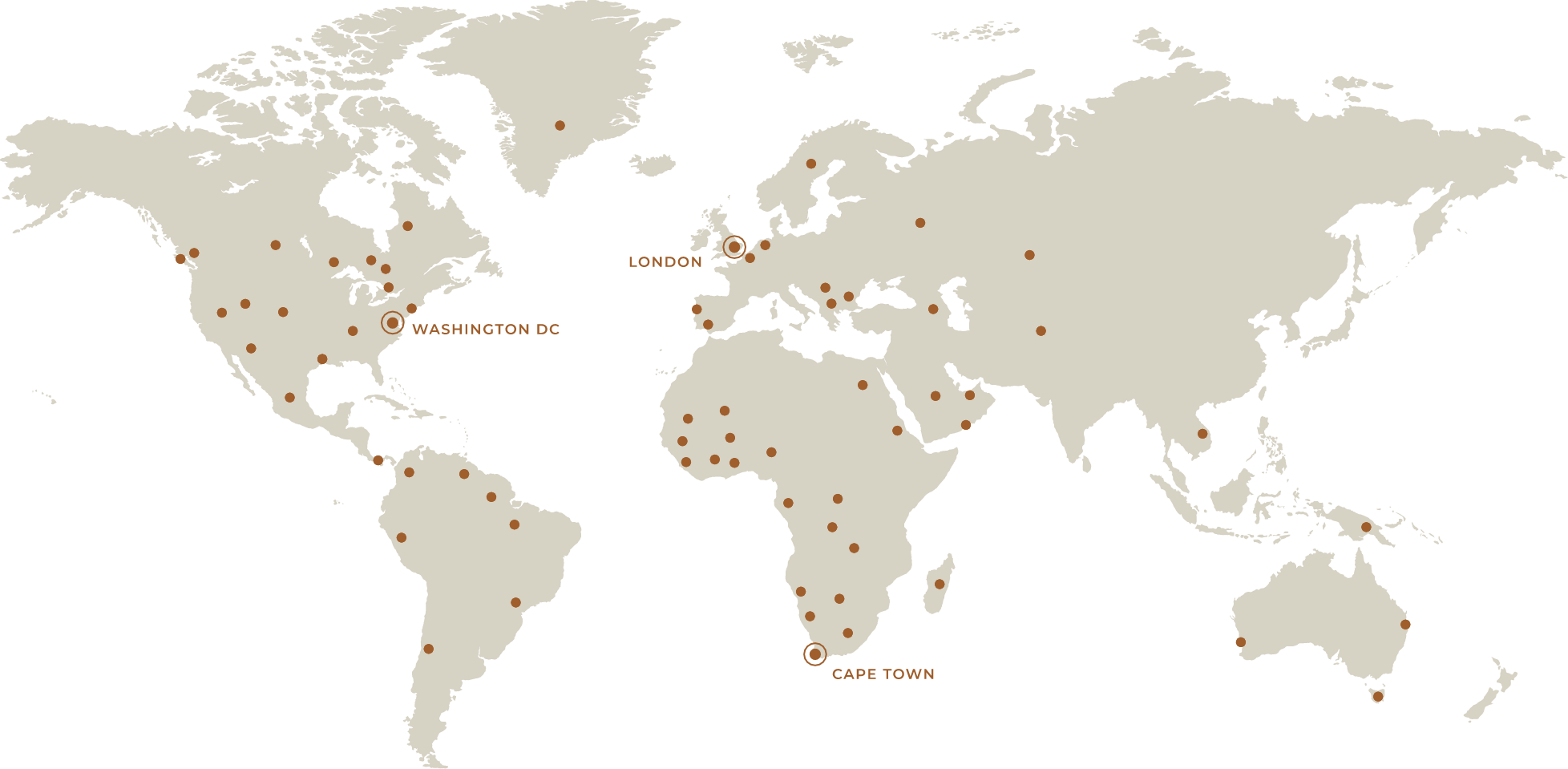 Placements in more than 60 countries and over 300 mandates completed